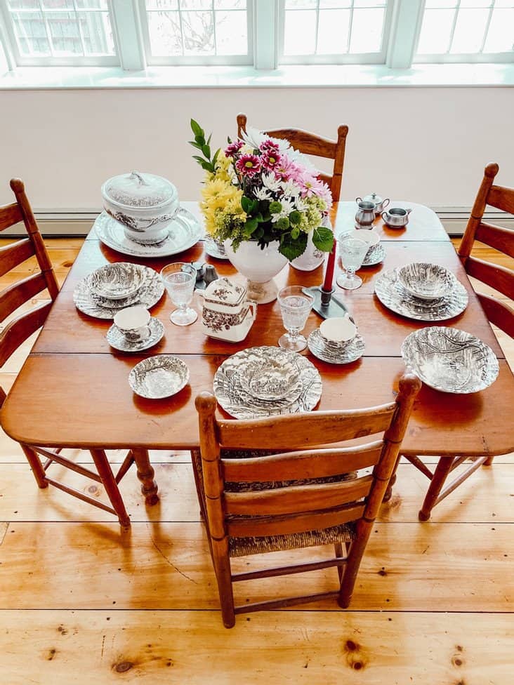 Brown and White Antique Transferware Dish Collection