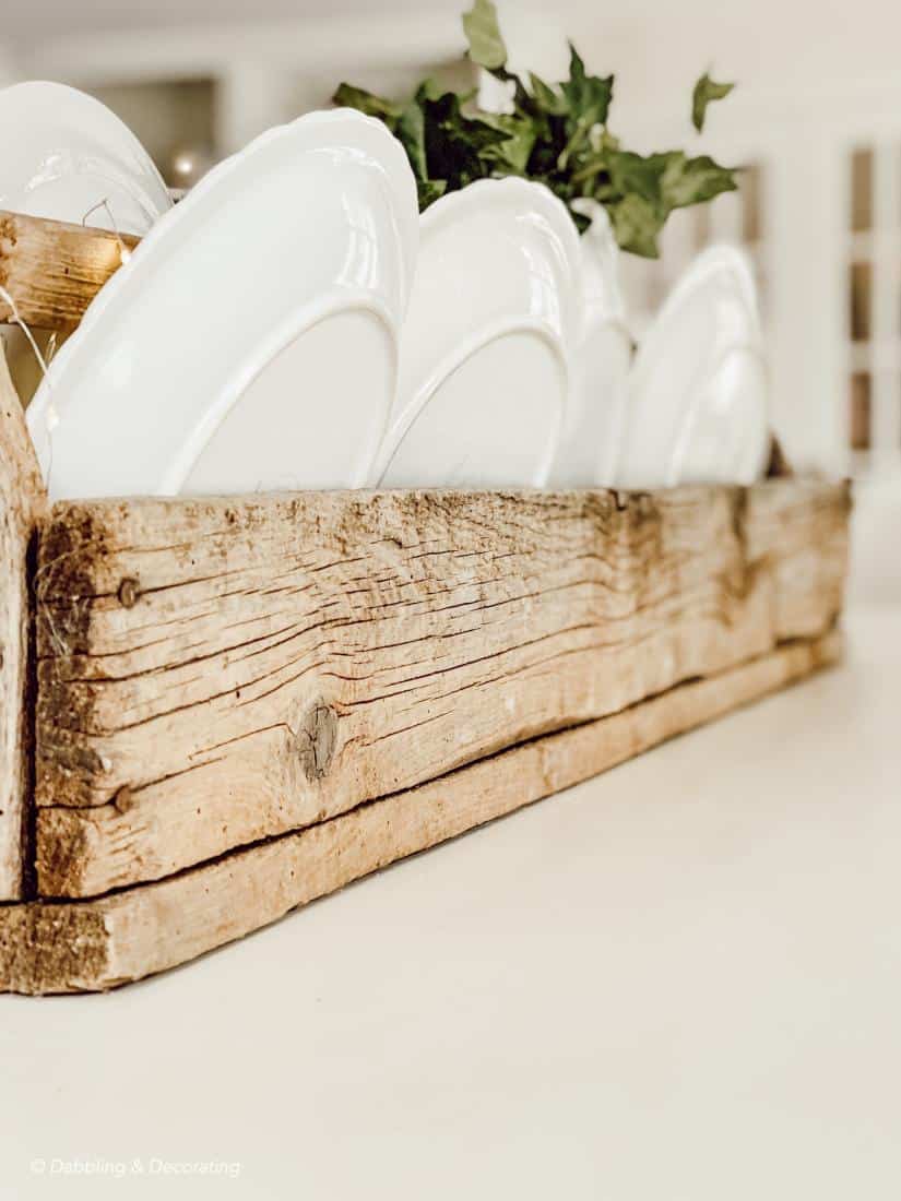 Thrifted Wooden Toolbox Centerpiece