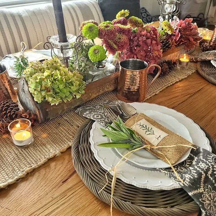 Shiplap and Shells fall table setting