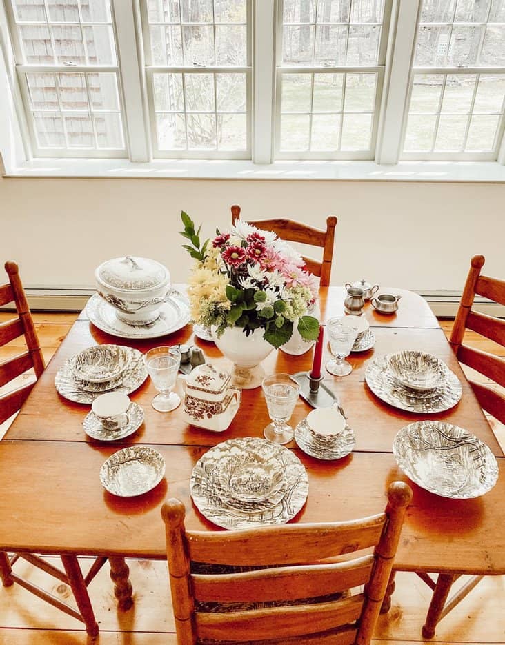 Brown and White Antique Transferware Dish Collection