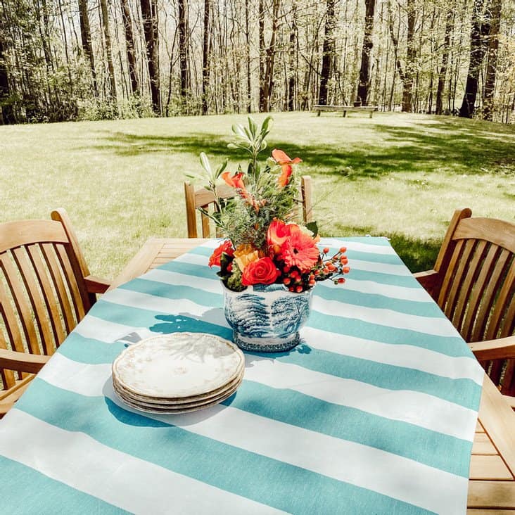 Outdoor Teak Table and Centerpiece