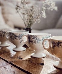 A VINTAGE TEACUP SPRING MANTEL A VINTAGE TEACUP SPRING MANTEL