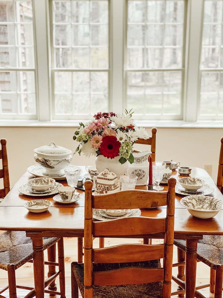 Brown and White Antique Transferware Dish Collection