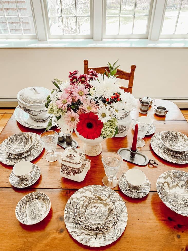 Brown and White Antique Transferware Dish Collection