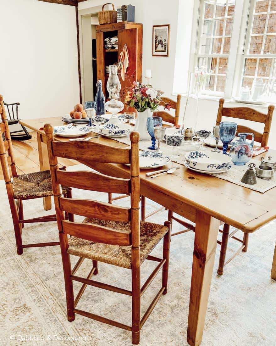 Blue and White Late Summer Tablescape