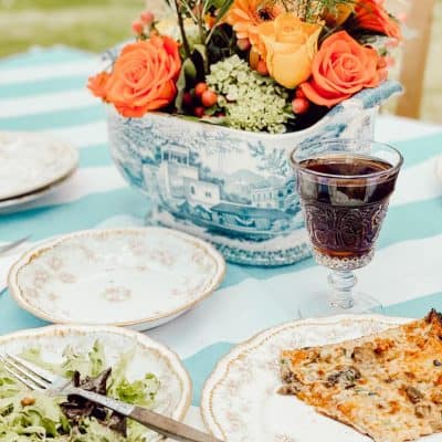 Outdoor Teak Table and Centerpiece