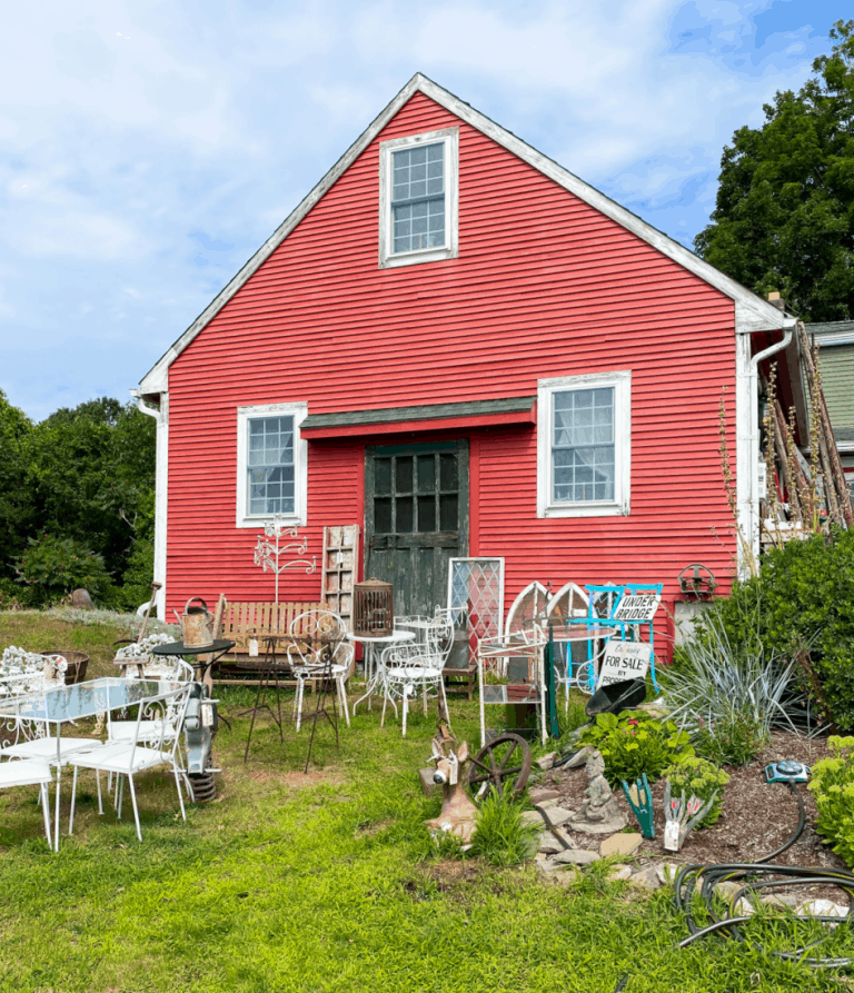 A bench in front of a house