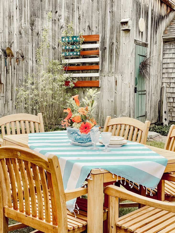 Outdoor Teak Table and Centerpiece