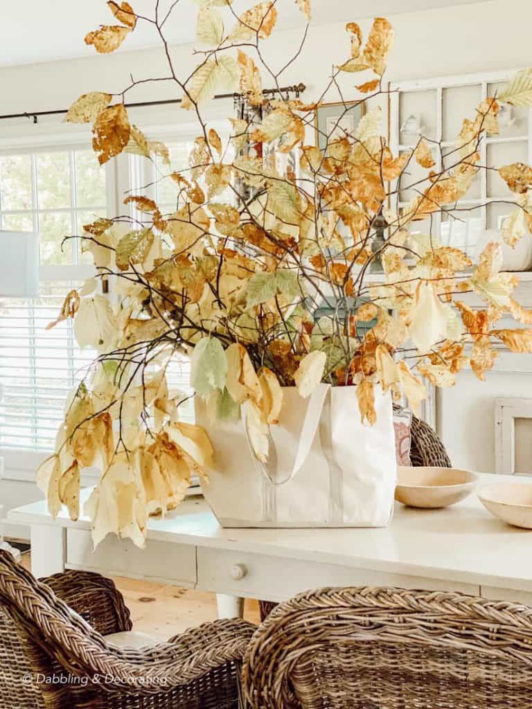 A bag of flowers on a table