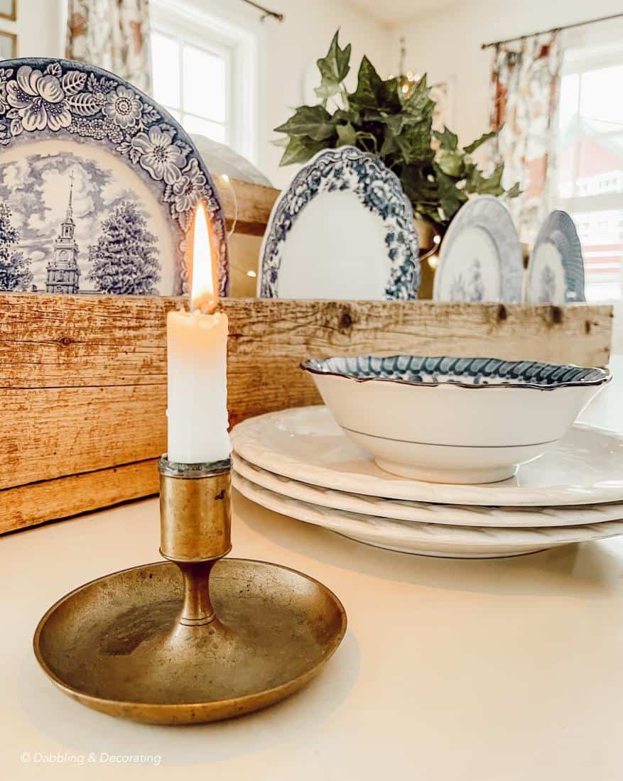 Thrifted Wooden Toolbox Centerpiece