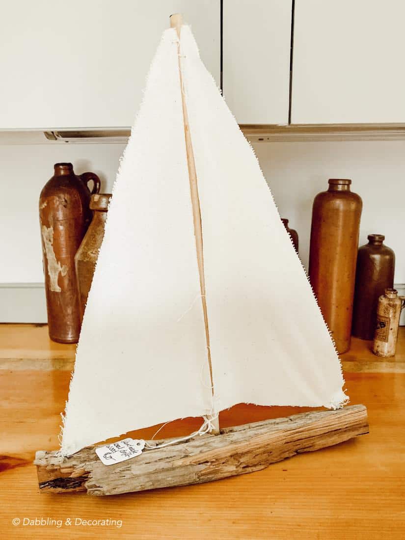 A driftwood sailboat