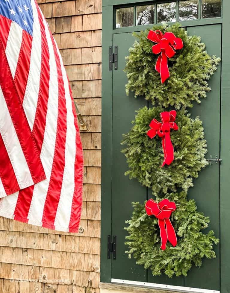 Christmas wreaths with red bows