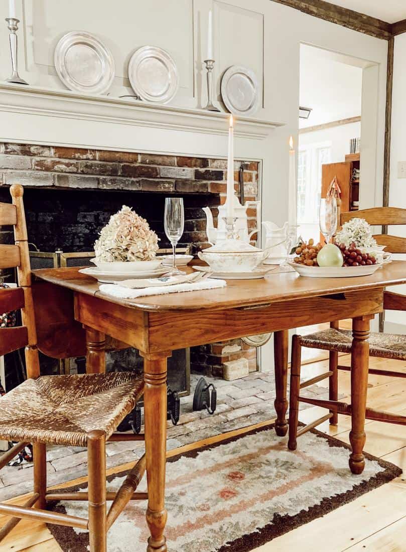 Fireside Hearth and Home tablescape for two