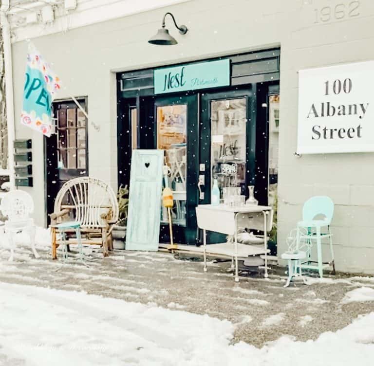 A building covered in snow