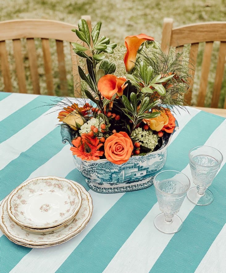 Outdoor Teak Table and Centerpiece