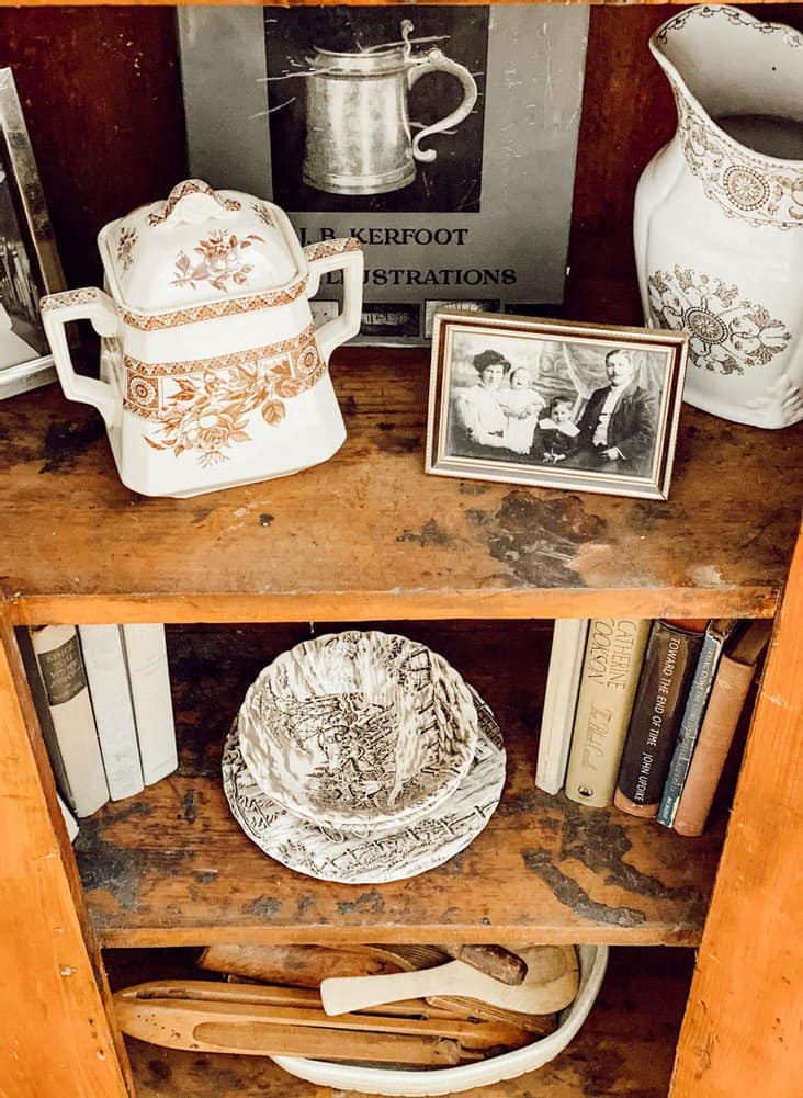 Antique Hutch Transferware Styling Tips | Dabbling & Decorating