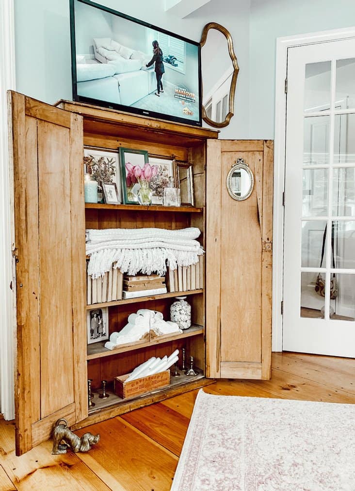 Antique Pine TV Cupboard