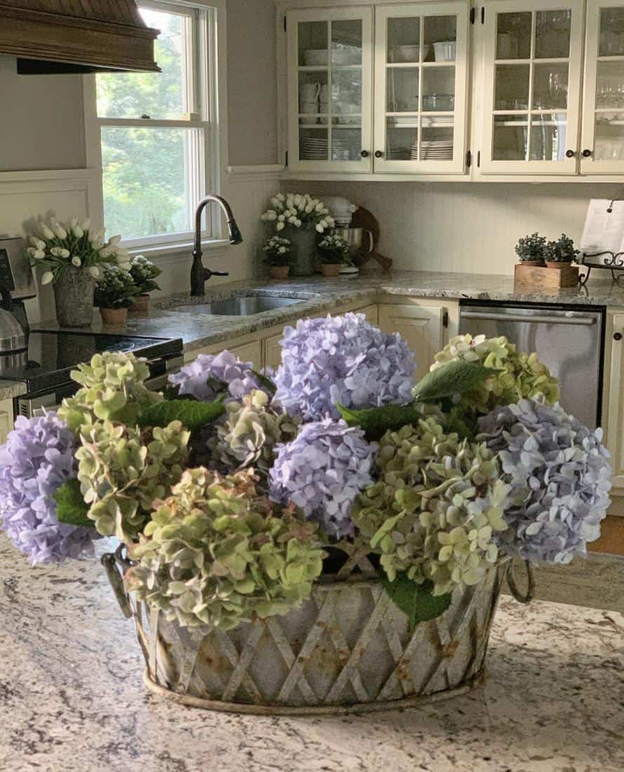 Fall Hydrangeas in an Old Crate