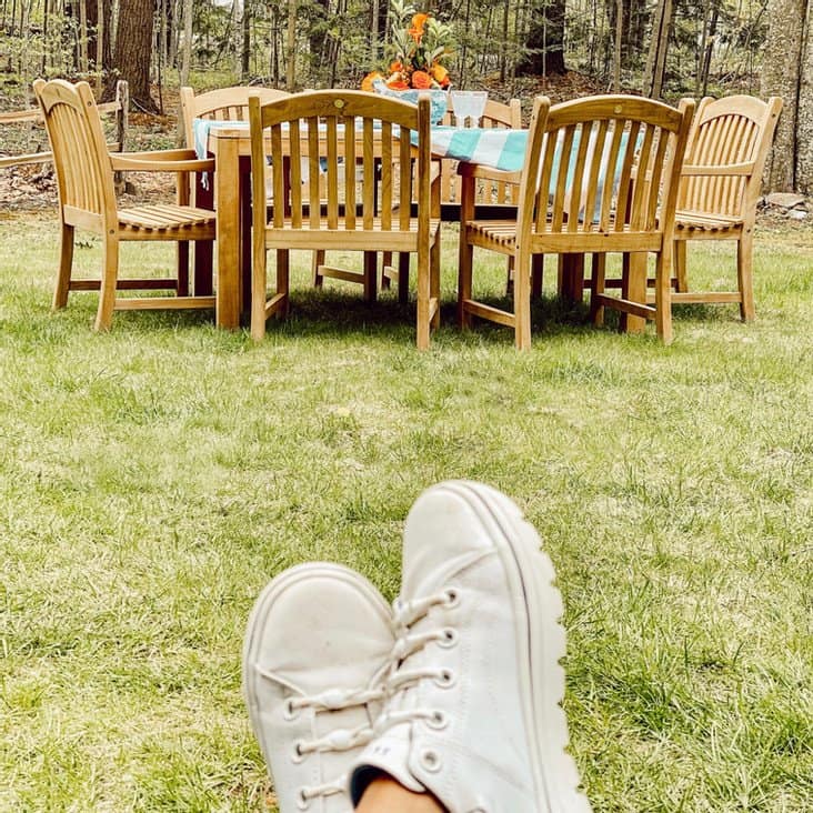 Outdoor Teak Table and Centerpiece