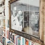 A close up of a book shelf