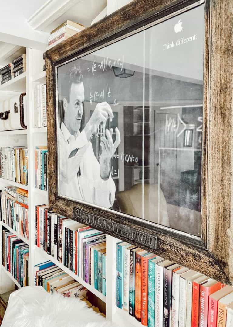 A close up of a book shelf