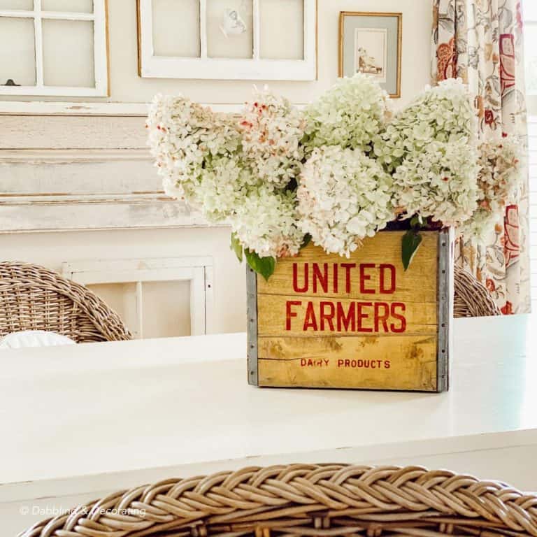 Fall Hydrangeas in an Old Crate