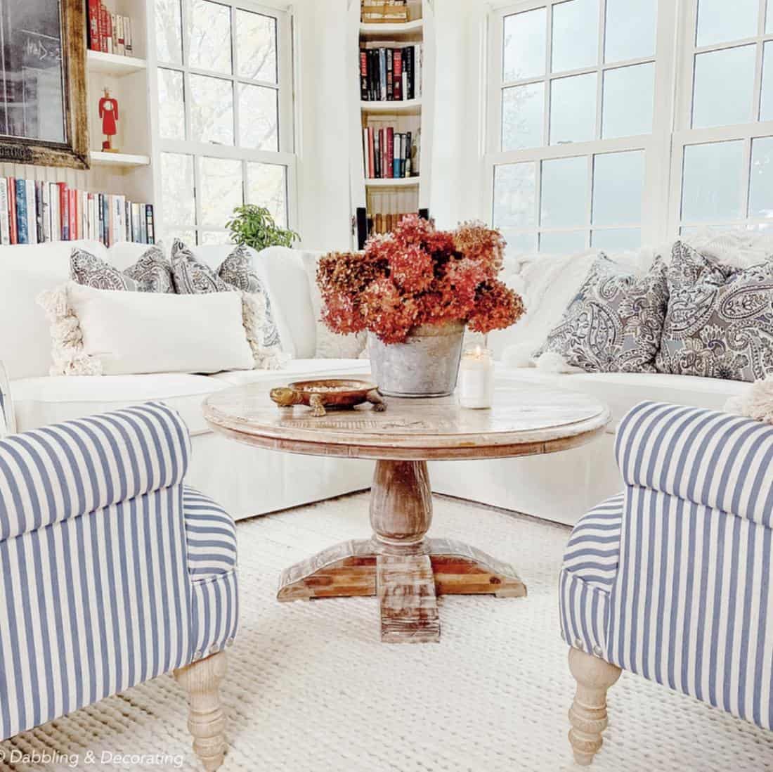 A living room filled with furniture and a fire place sitting in a chair