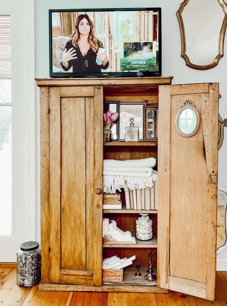 Antique Pine TV Cupboard