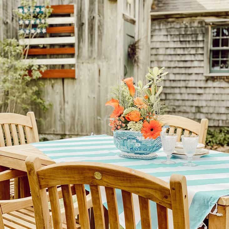 Outdoor Teak Table and Centerpiece