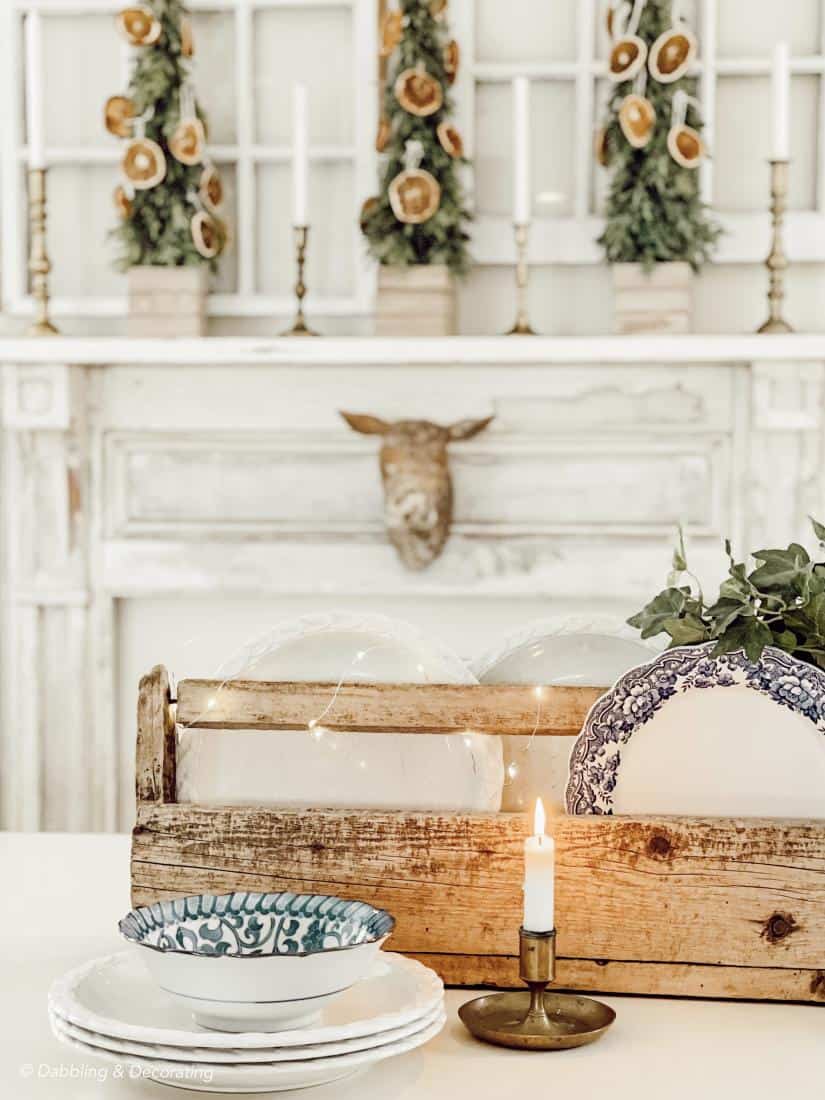Thrifted Wooden Toolbox Centerpiece