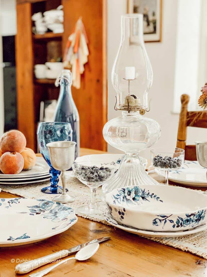 Blue and White Late Summer Tablescape