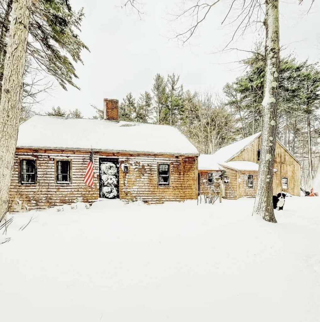 Cedar Shake Home in Coastal Maine during Nor'easter.