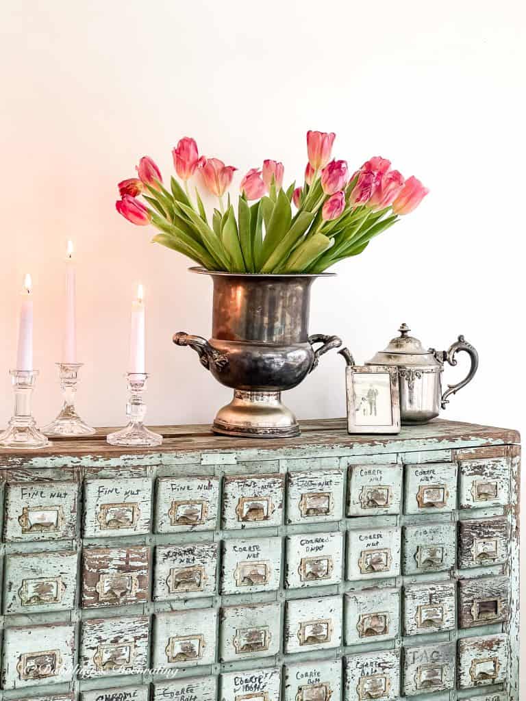 Chippy green Apothecary Cabinet