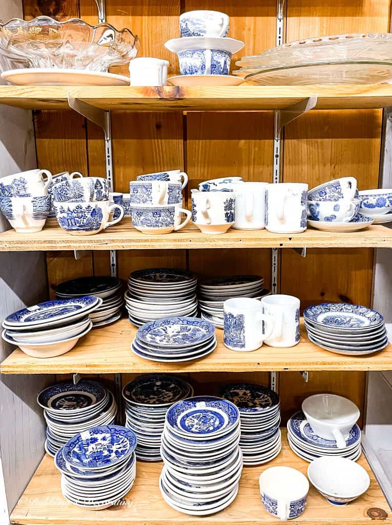 blue and white dishes