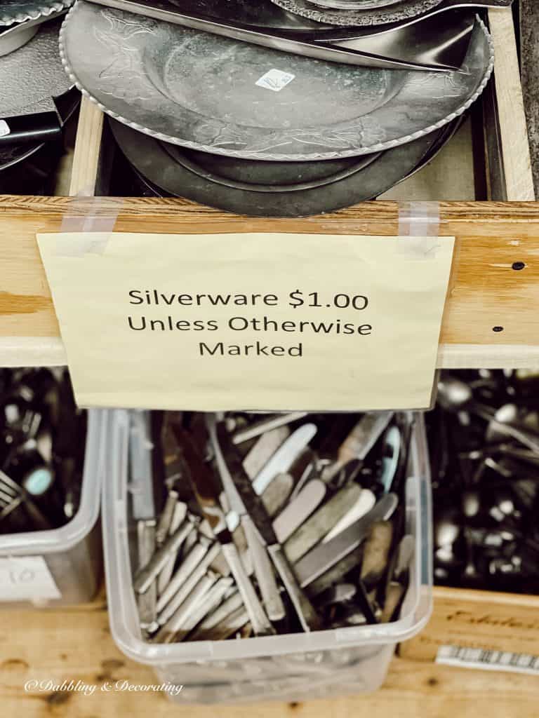 Old silverware in a store