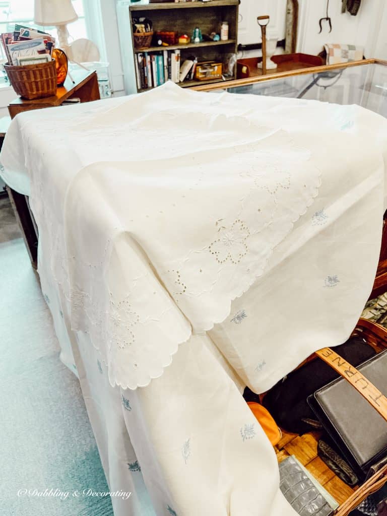 white linen tablecloth