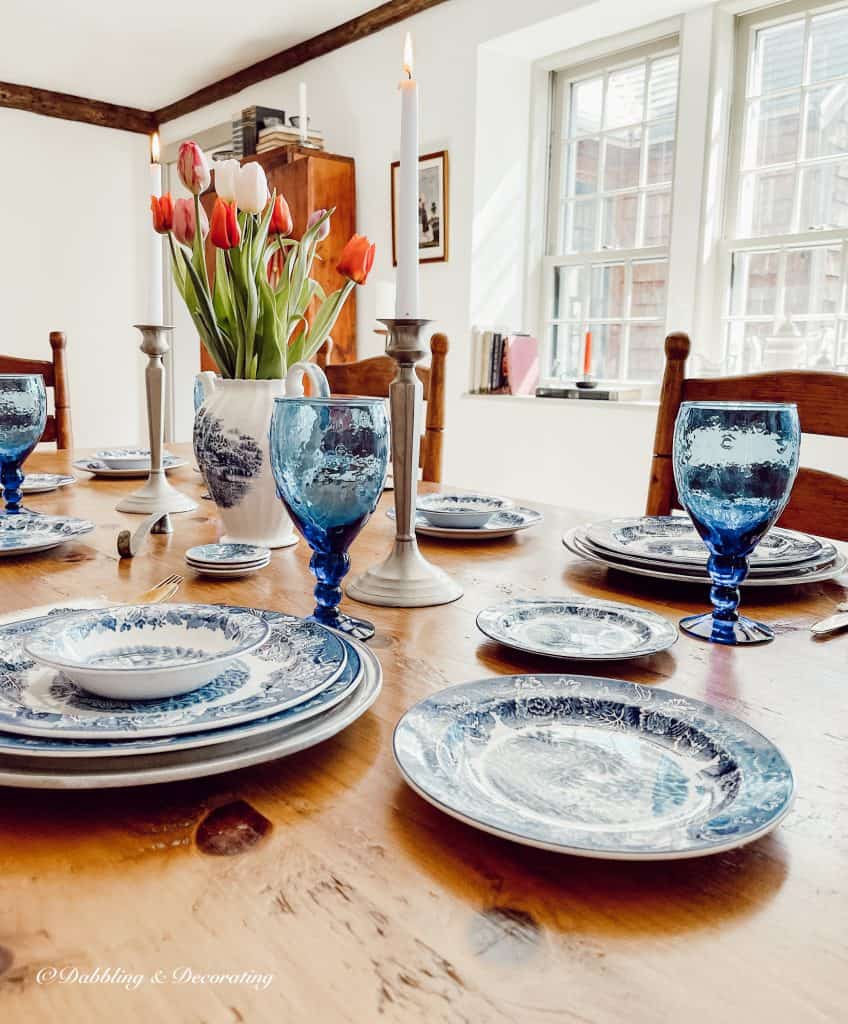 Blue and White table setting.