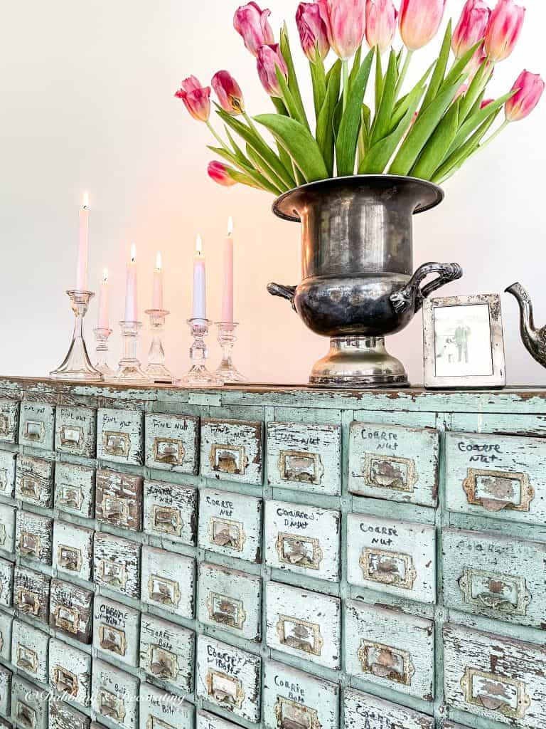 Chippy Green Apothecary Cabinet