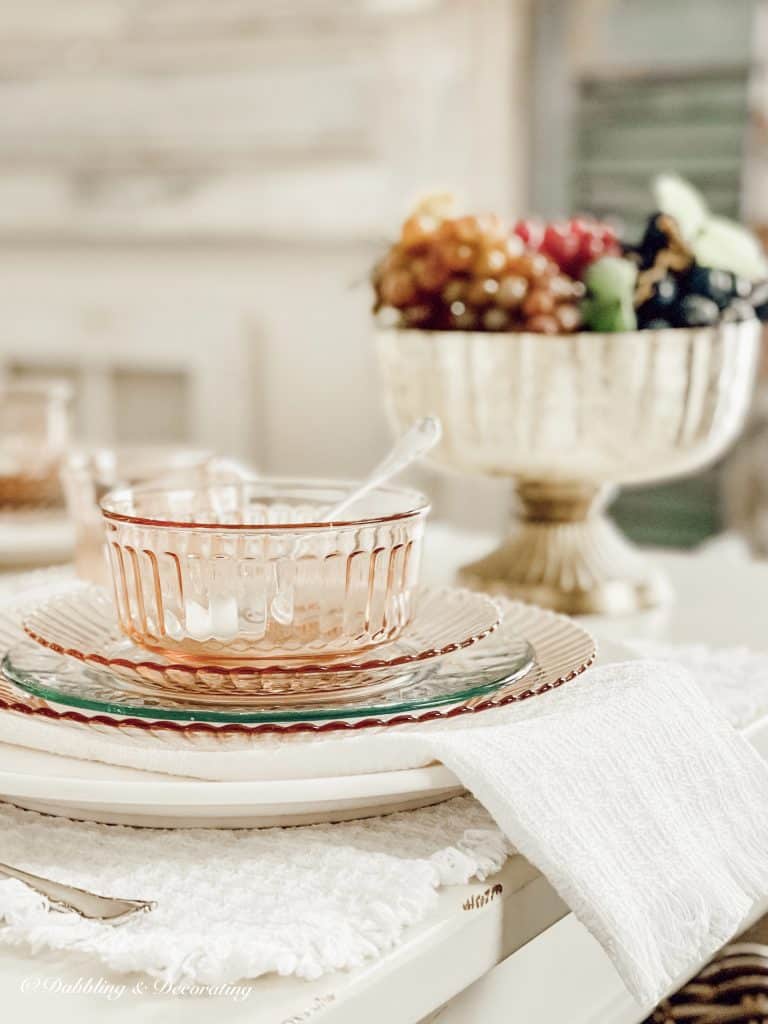 Valentines Table Decorations (featuring Pink Depression Glass