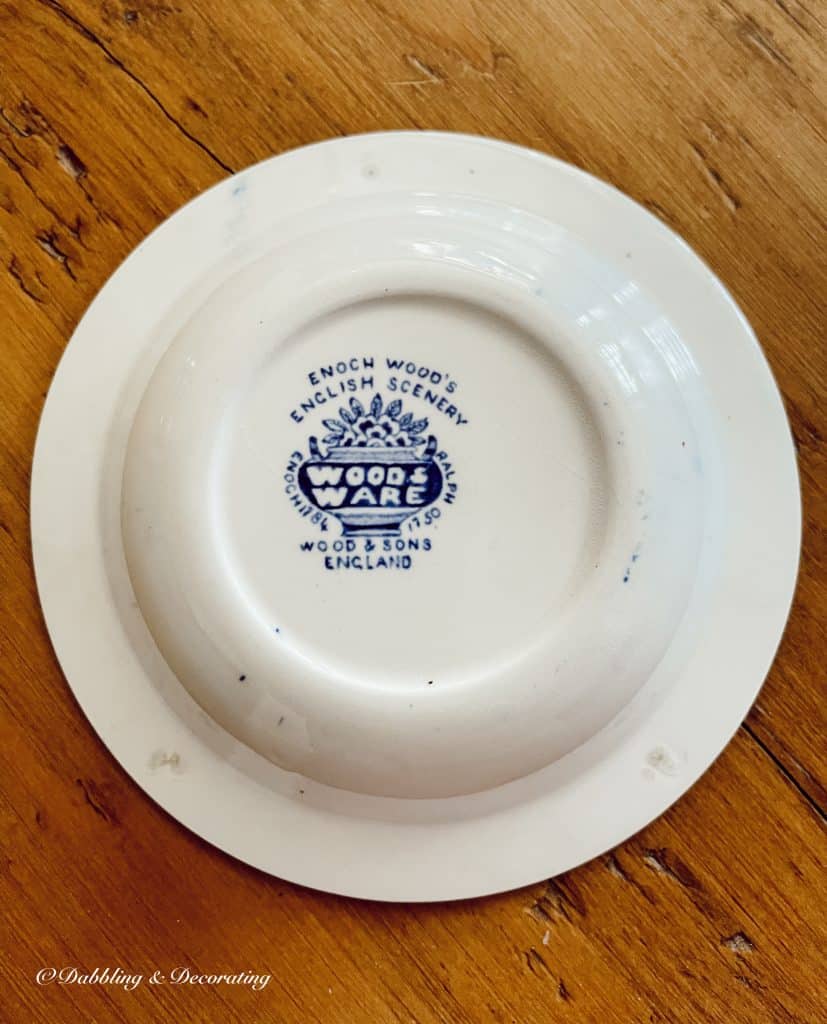 Enoch Wood's English Scenery blue and white dishes.