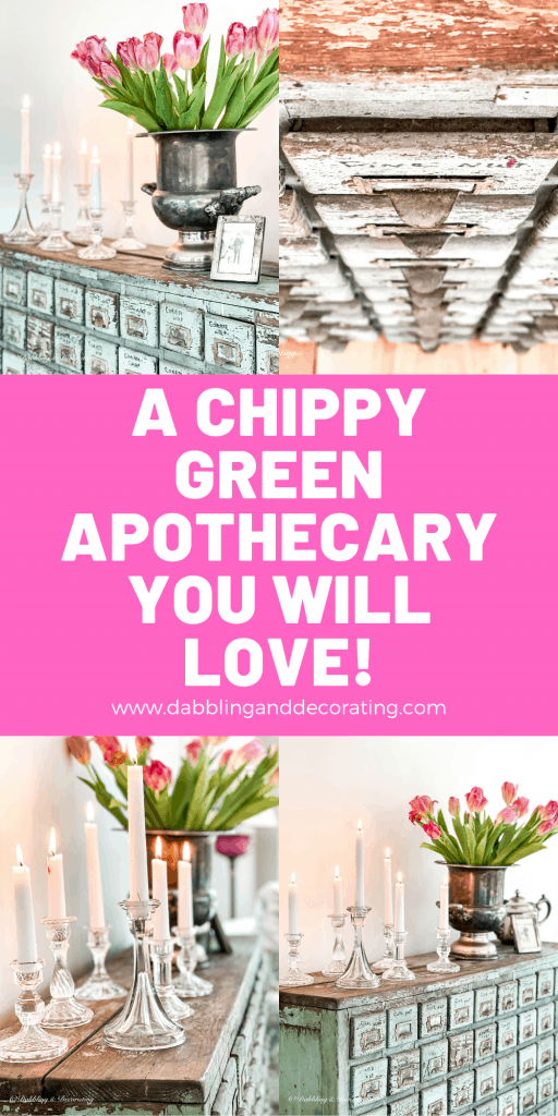 A Chippy Green Apothecary Cabinet.