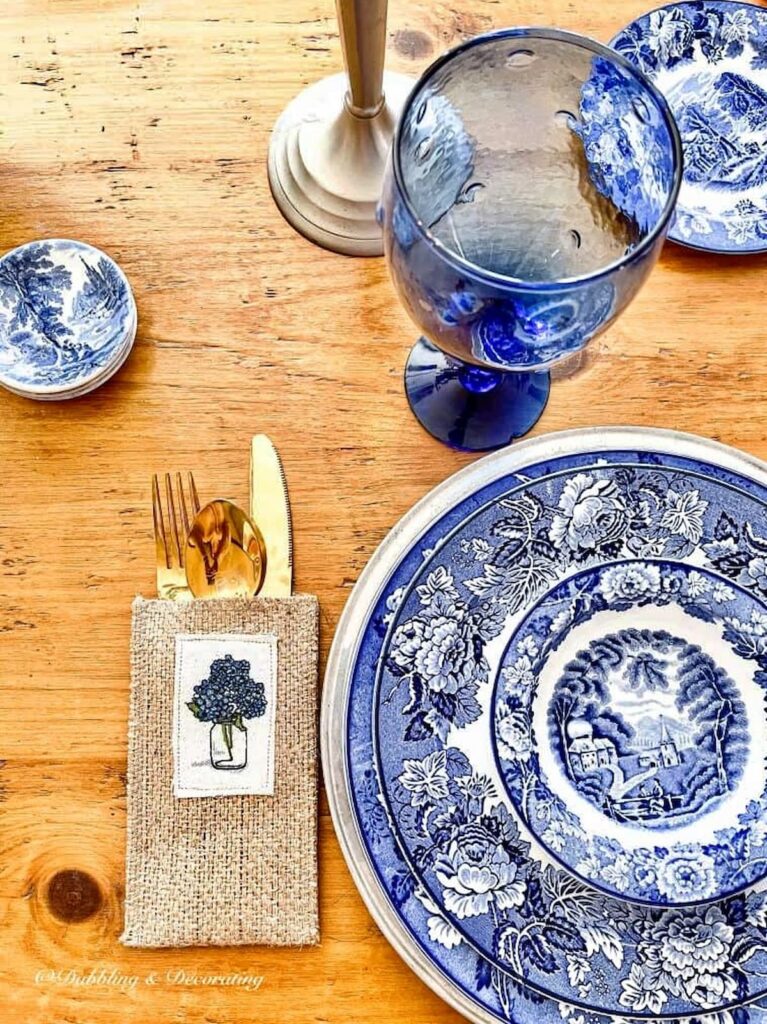 Mothers Day Table Setting- Antique in Blue 