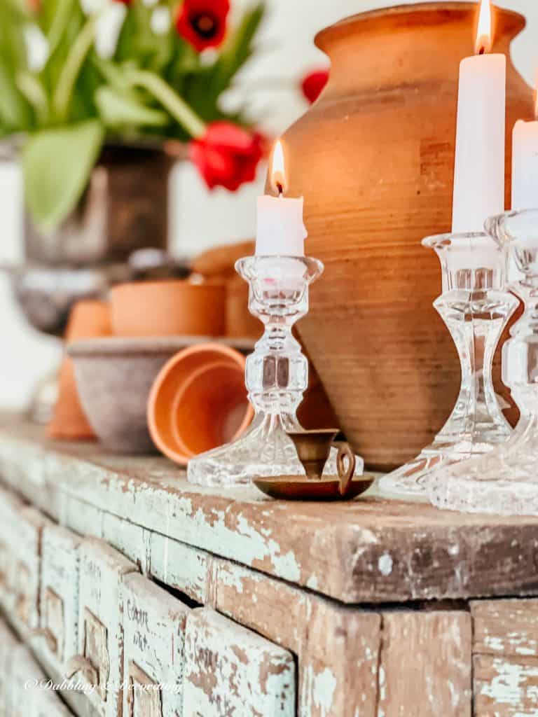 Terracotta Pots and an Apothecary Cabinet