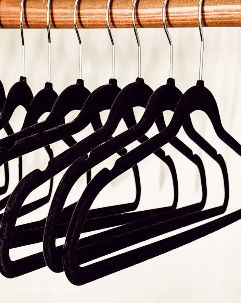 Black Velvet thrifted clothes hangers.