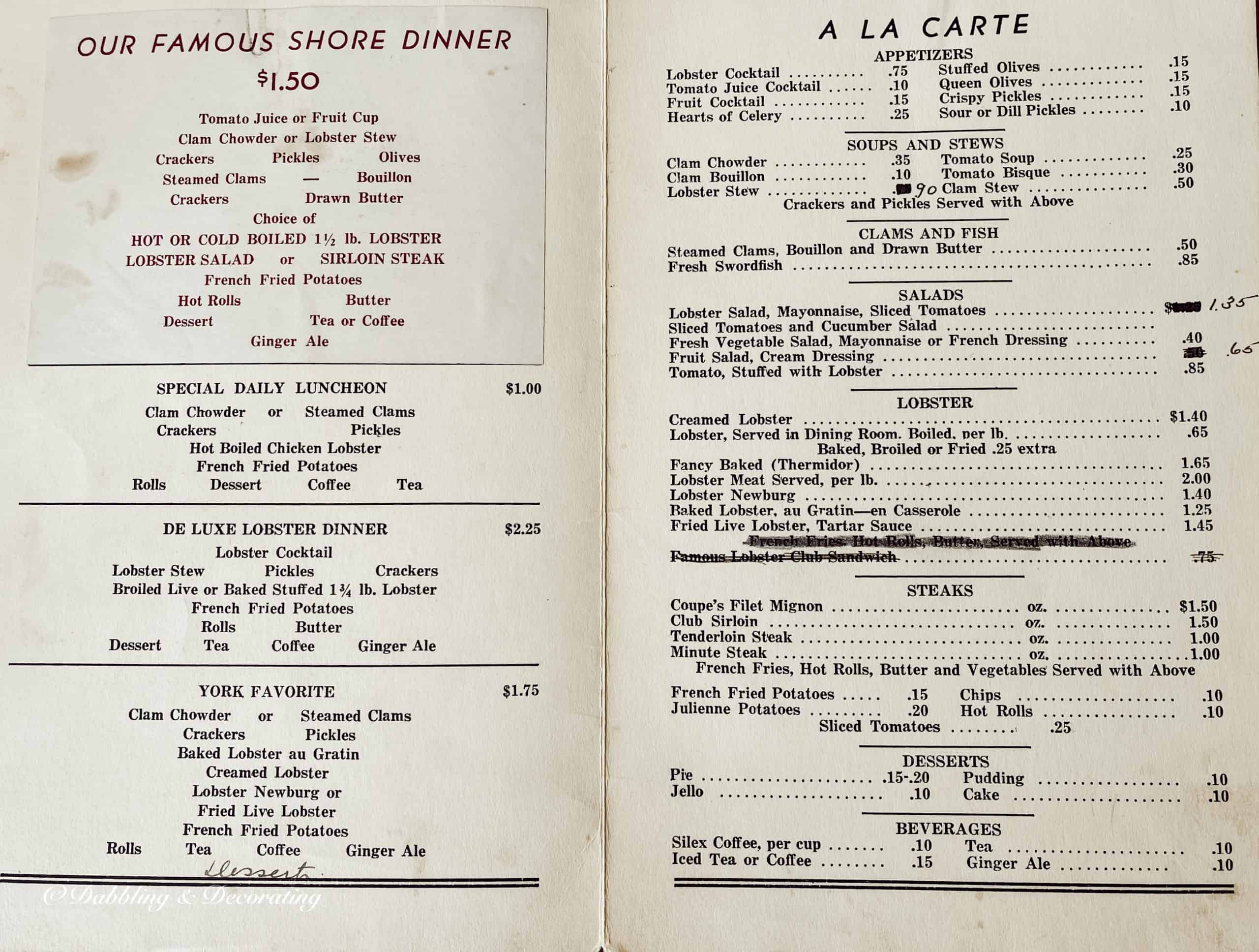 Old menu