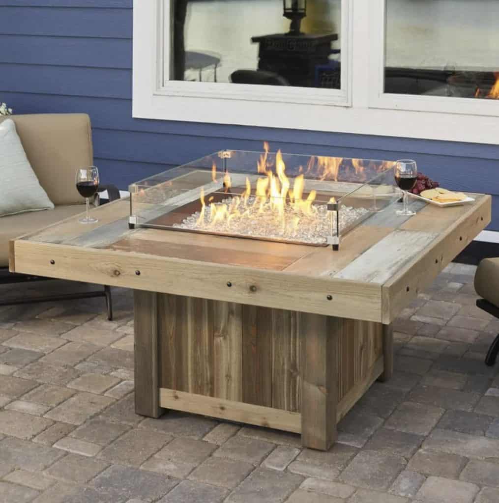 Outdoor Greatroom Vintage 48.25 Square Faux Wood Fire Table