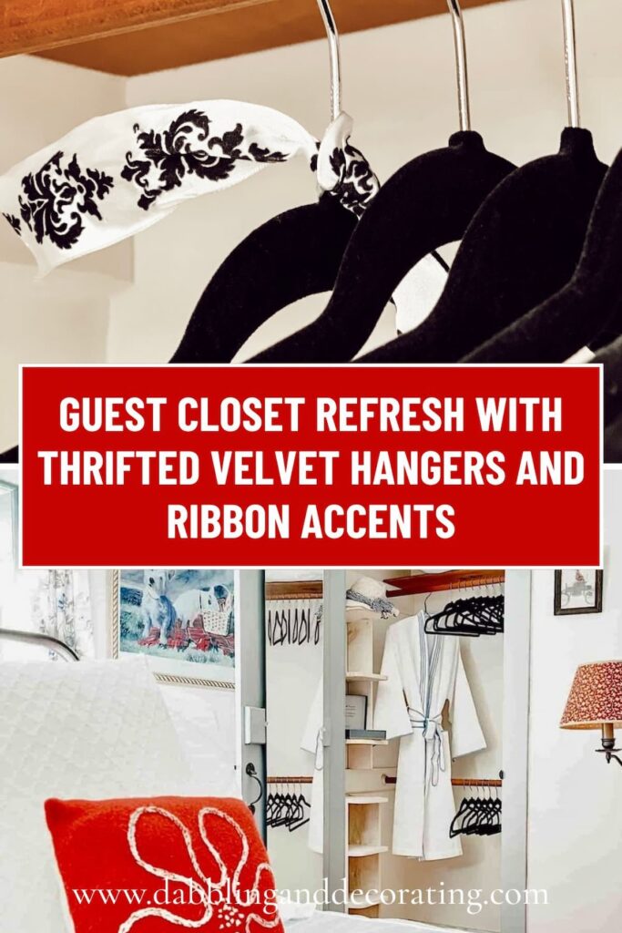 Guest Closet Refresh with Thrifted Velvet Hangers and Ribbon Accents
