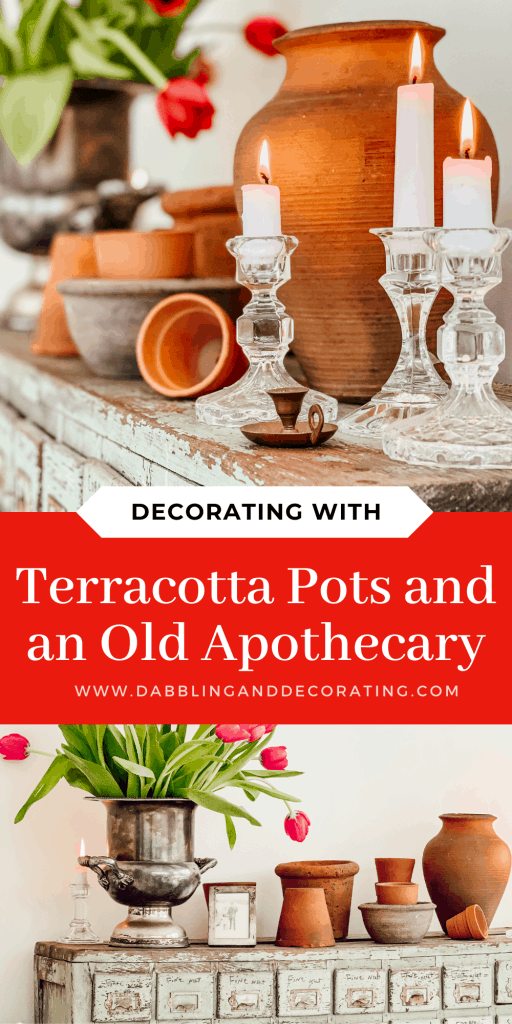 Decorating with Terracotta Pots and an Old Apothecary
