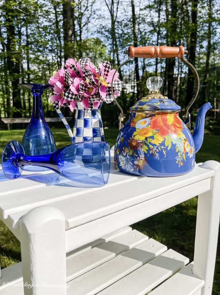 MacKenzie-Childs  Flower Market 2 Quart Tea Kettle - Lapis