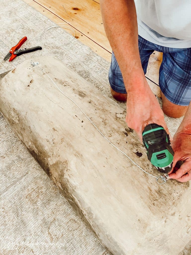 dough bowl with person and a drill.